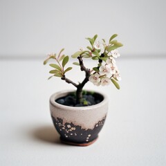Tiny cute cherry blossom in pot