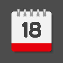 Icon page calendar day - number 18