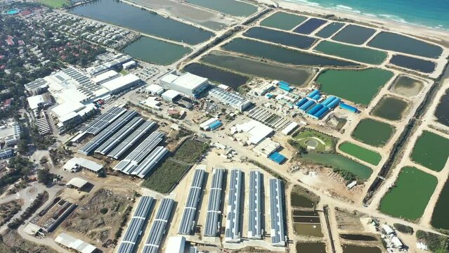 Aerial view of a fish farm 