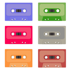 Fototapeta premium collection of tape cassettes in different colors