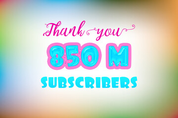 850 Million  subscribers celebration greeting banner with Jelly Design