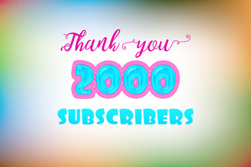 2000 subscribers celebration greeting banner with Jelly Design