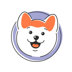 Dog face icon. Happy dog face with tongue hanging out. Vector illustration isolated on white background.