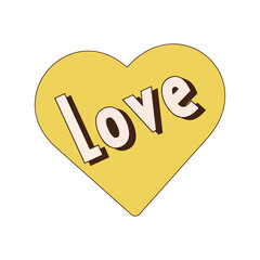 Retro style Valentine's day. y2k.Vector illustration of Groovy retro heart. Valentines day greeting card.Hippie happy heart in retro cartoon style.Valentines Day. Vintage heart.