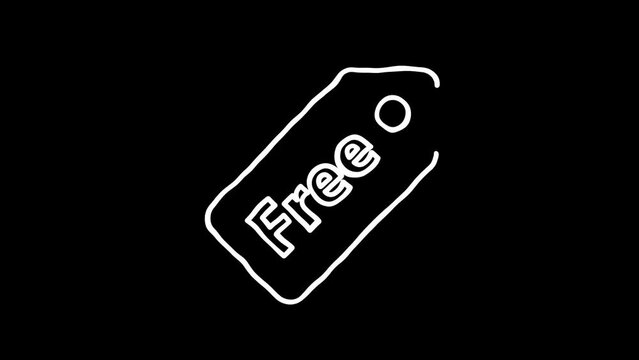Free tag with the label, White Highlight Elements. Doodle loop animation. doodle style on transparent background. Jittery Artistic Motion. scribble seamless loop animation.