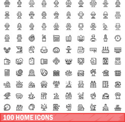 100 home icons set. Outline illustration of 100 home icons vector set isolated on white background