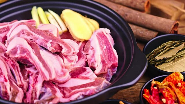 Fresh raw mutton and lamb chops