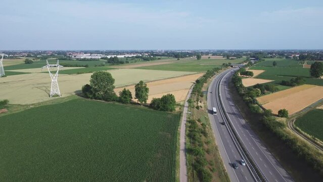 Beltway That Connects To Malpensa Airport. Cuggiono near Milan, Lombardy, Italy