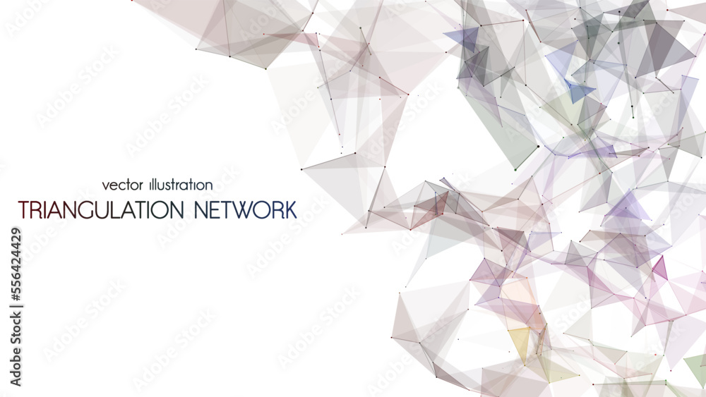 Aufkleber connection to the global network. abstract vector dots and lines with triangles on a white backgroun