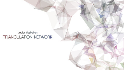 Connection to the global network. Abstract vector dots and lines with triangles on a white background. The concept of big data, digital technologies, and the development of science.