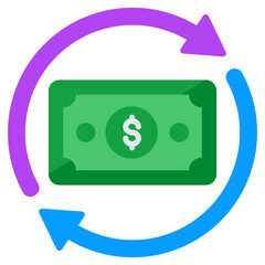 Colored design icon of money rotation 