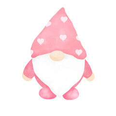 Pink Gnome. Valentines Day. Cute Gnome. Cartoon character.