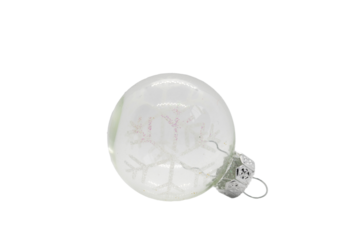 durchsichtige Christbaumkugel mit einer Schneeflocke für den Weihnachtsbaum auf transparenten Hitnergrund