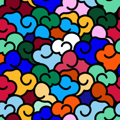 Cloud Traditional Japanese Tattoo Seamless Pattern