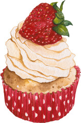 Cupcake dessert watercolor painting, PNG file transparent no background