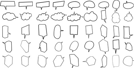 hand draw speech bubble outlined collection 