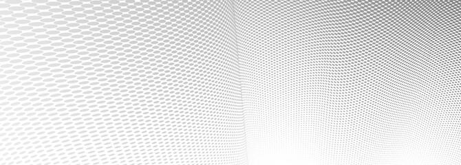 Dotted vector abstract background, light grey dots in perspective flow, dotty texture abstraction, big data technology image, cool backdrop.