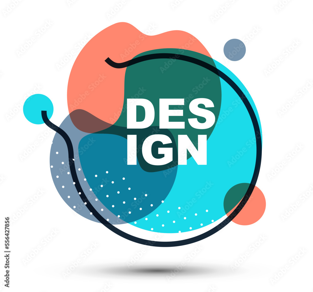 Poster round shape colorful ink paint fluids vector illustration isolated on white, modern style design com