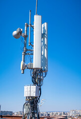 Antenna of GSM Transmitter on the roof of the building. Close up