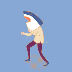 Vector Illustration Of A man In A Shark Mask - 556428436