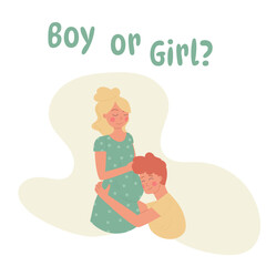 Pregnant woman with her husband. Shower baby. A boy or a girl