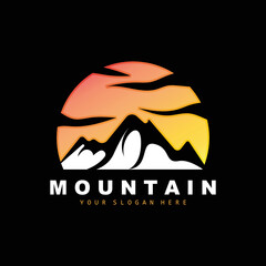 Mountain Logo Design, Vector Place For Nature Lovers Hiker