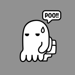 Ghost doing his business in toilet. Ghost Poo!