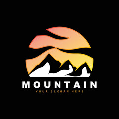 Mountain Logo Design, Vector Place For Nature Lovers Hiker