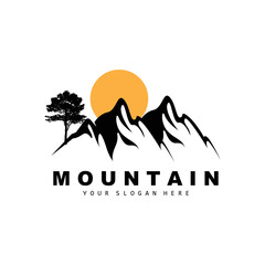 Mountain Logo Design, Vector Place For Nature Lovers Hiker