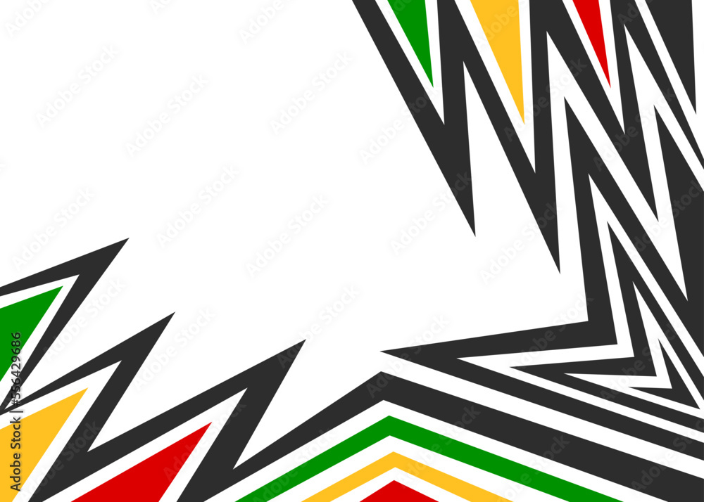 Poster abstract background with irregular lines and various pattern and with jamaican color theme
