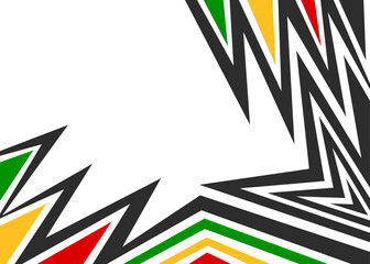 Abstract background with irregular lines and various pattern and with Jamaican color theme