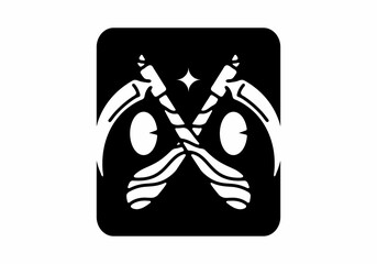 Illustration drawing of twin sickle ans eyes tattoo