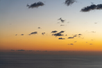 Fototapeta na wymiar Sunset over the sea. yellow skyline