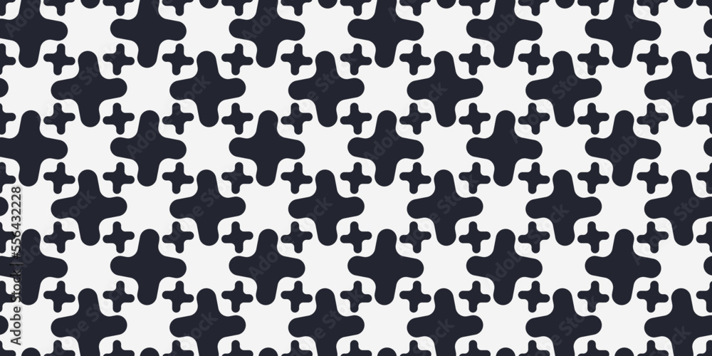 Poster Abstract crosses, texture seamless pattern. Wallpaper vector with black crosses. Print and seamless pattern, design of textiles.
