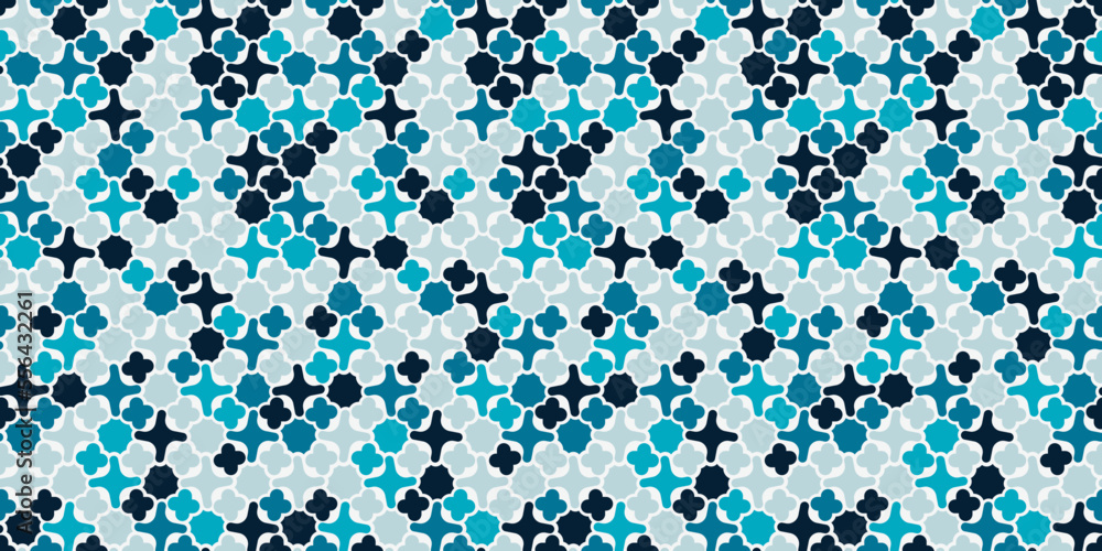 Aufkleber Abstract crosses, texture seamless pattern. Wallpaper vector with blue retro crosses. Print and seamless pattern, design of textiles.