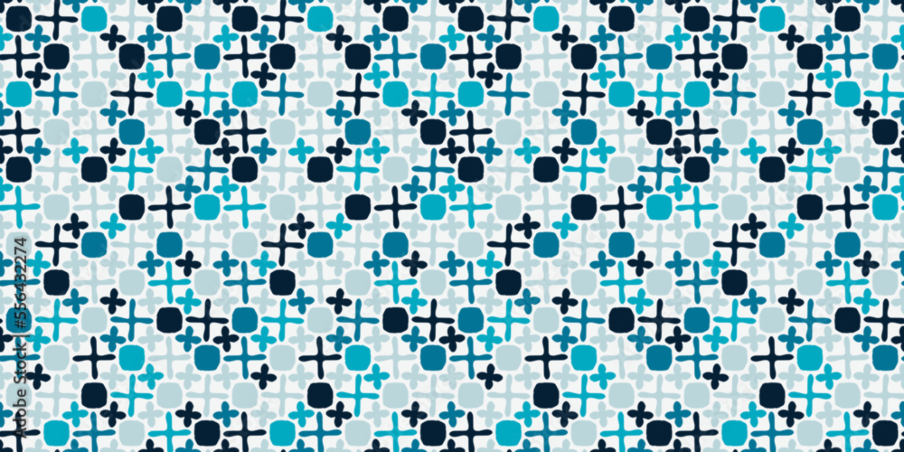 Poster abstract crosses, texture seamless pattern. wallpaper vector with blue crosses. print and seamless p