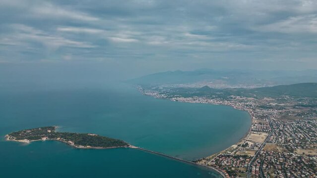  View of the small village near aegean sea Urla, Izmir, Turkey. High quality footage