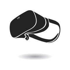 3d VR Headset illustration. Vector Virtual Reality technology digital glasses. Innovation device. Black and white
