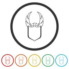 Obraz premium Phoenix logo with shield icon isolated on white background. Set icons colorful
