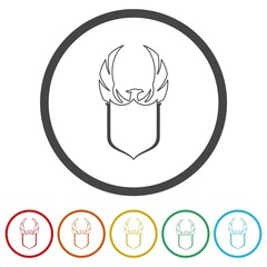 Phoenix logo with shield icon isolated on white background. Set icons colorful