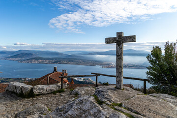 panoramic views from mount santa tegra where the minho river separates spain and portugal in A Guarda, Spain