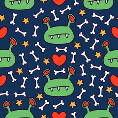 Halloween monster character cartoon illustration pattern design