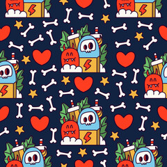 Halloween monster character cartoon illustration pattern design