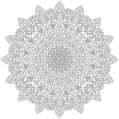 Mehndi Henna Drawing Circular Mandala pattern for tattoo, decoration premium product poster or painting. Decorative ornament in ethnic oriental style. Outline doodle hand draw illustration.
