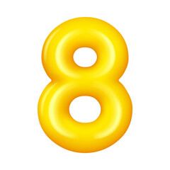 Fototapeta na wymiar Number eight numeral, eighth yellow glossy balloon. Vector anniversary celebration symbol, numeral for advertising and promotion banner, greeting cards design element, 8 digit
