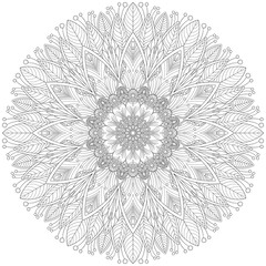 Mehndi Henna Drawing Circular Mandala pattern for tattoo, decoration premium product poster or painting. Decorative ornament in ethnic oriental style. Outline doodle hand draw illustration.