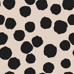 Hand drawn black polka dots seamless pattern. Irregular dotted print. Vector repeat illustration