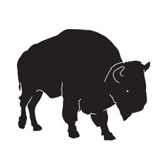 Bison vector animal black silhouette.
