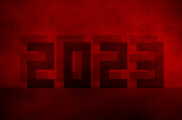Czerwone tło 2023 nowy rok sylwester - obrazy, fototapety, plakaty