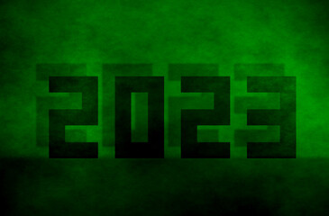 Zielone tło 2023 sylwester nowy rok - obrazy, fototapety, plakaty